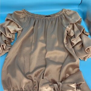 MSK Women's Beige Ruffle Sleeve Blouse